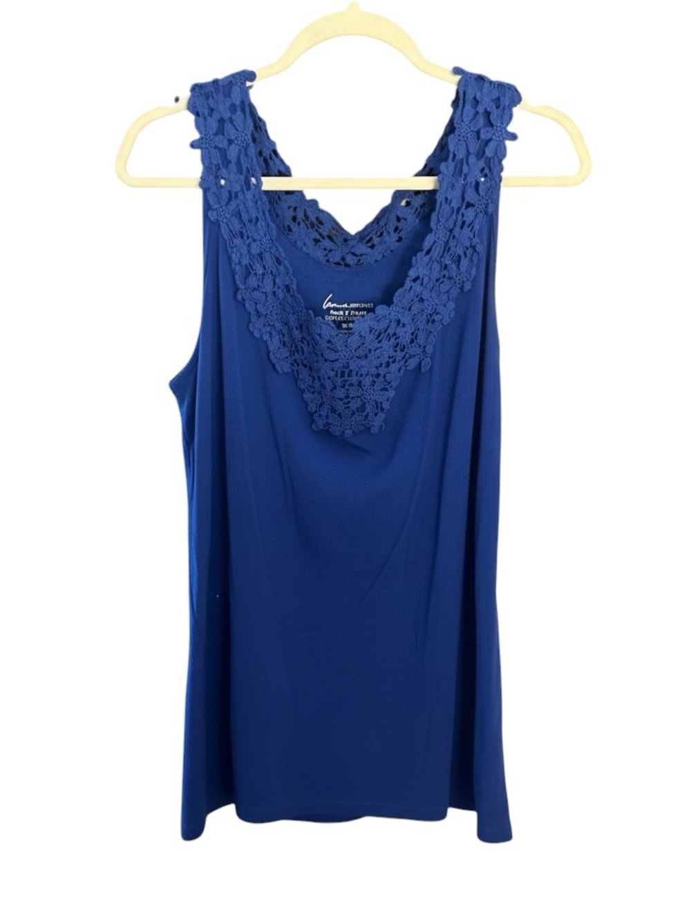Lane Bryant Royal Blue Crochet V-Neck Tank